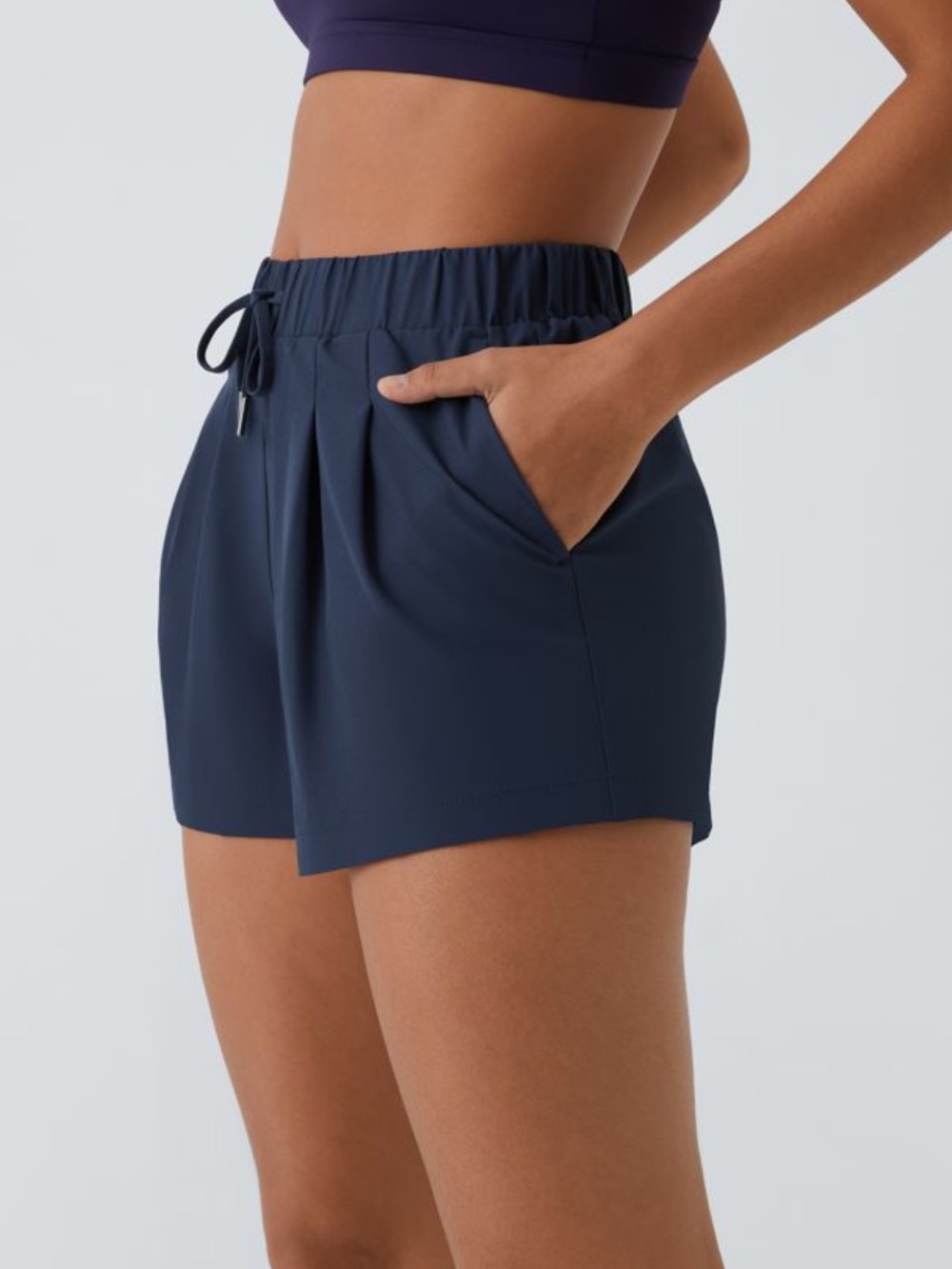 HALARA Navy Blue Athletic Shorts with Drawstring